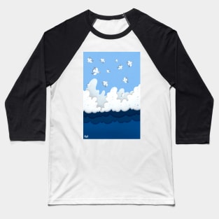 Birds and the Stormy Ocean Baseball T-Shirt